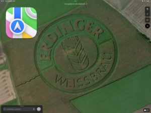 Feldwerbung als Satellitenaufnahme im Navi und auf Kartendiensten