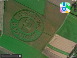 Feldwerbung als Satellitenaufnahme im Navi und auf Kartendiensten